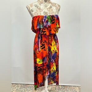 Strapless Cynthia Rowley multi color summer dress size Small‎